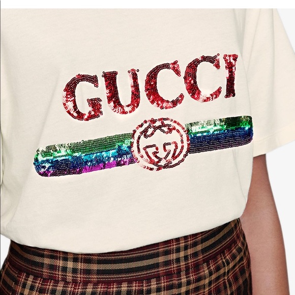 GUCCI sequin logo t-shirt - Picture 8 of 9